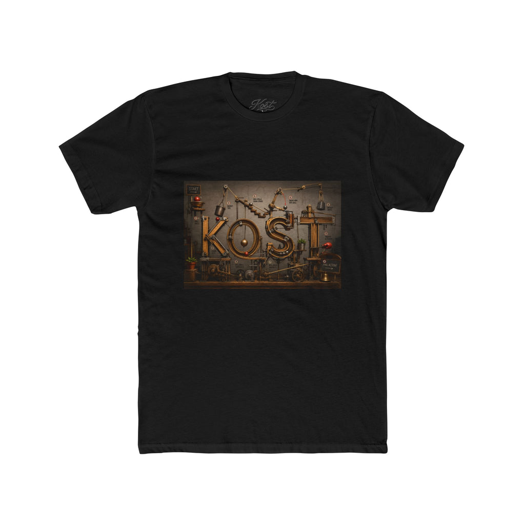 Retro Industrial 'KOST' Graphic Tee — Vintage Steampunk Lettering Shirt