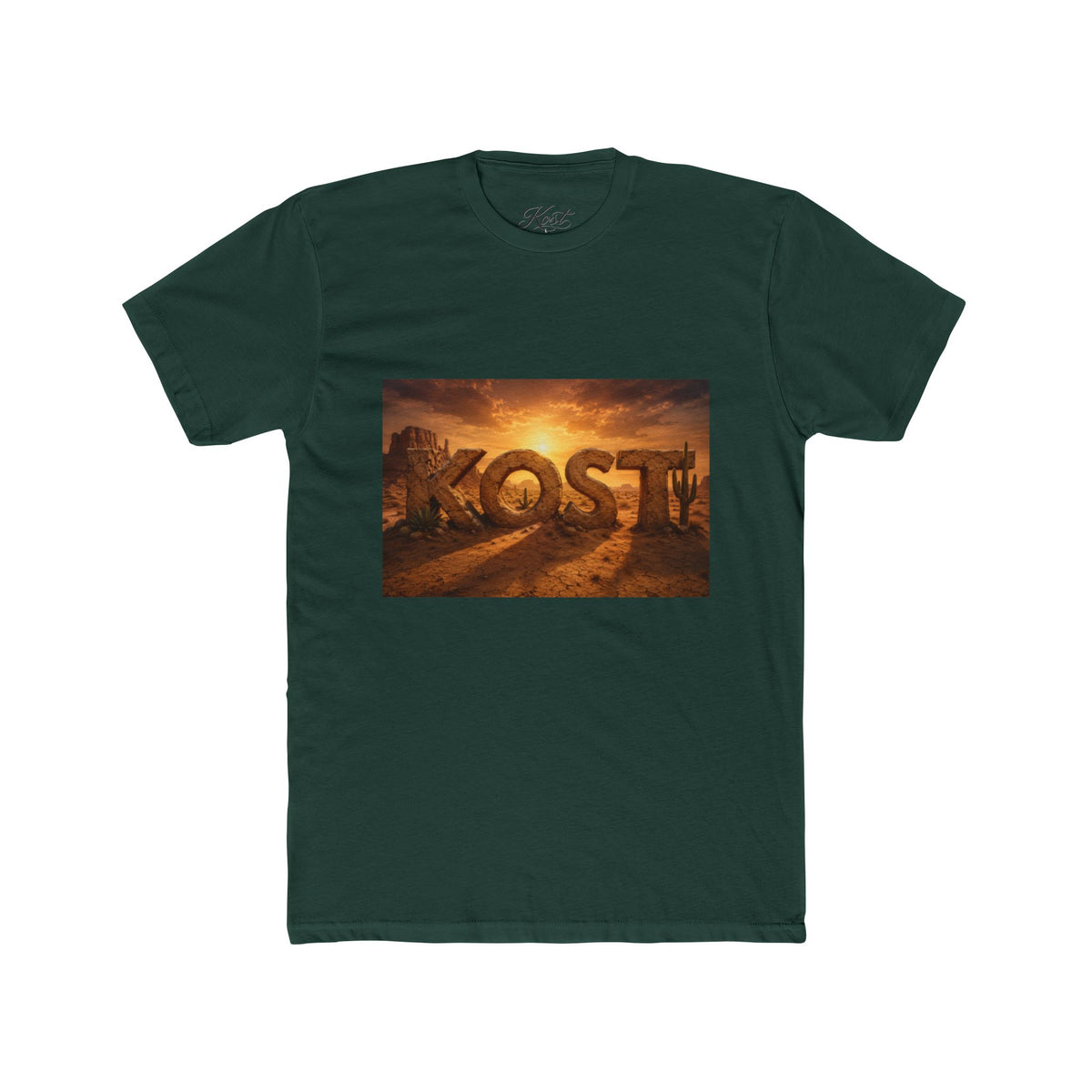 KOST Sunrise Graphic Tee — Vintage Stone Lettering Sunset T-Shirt