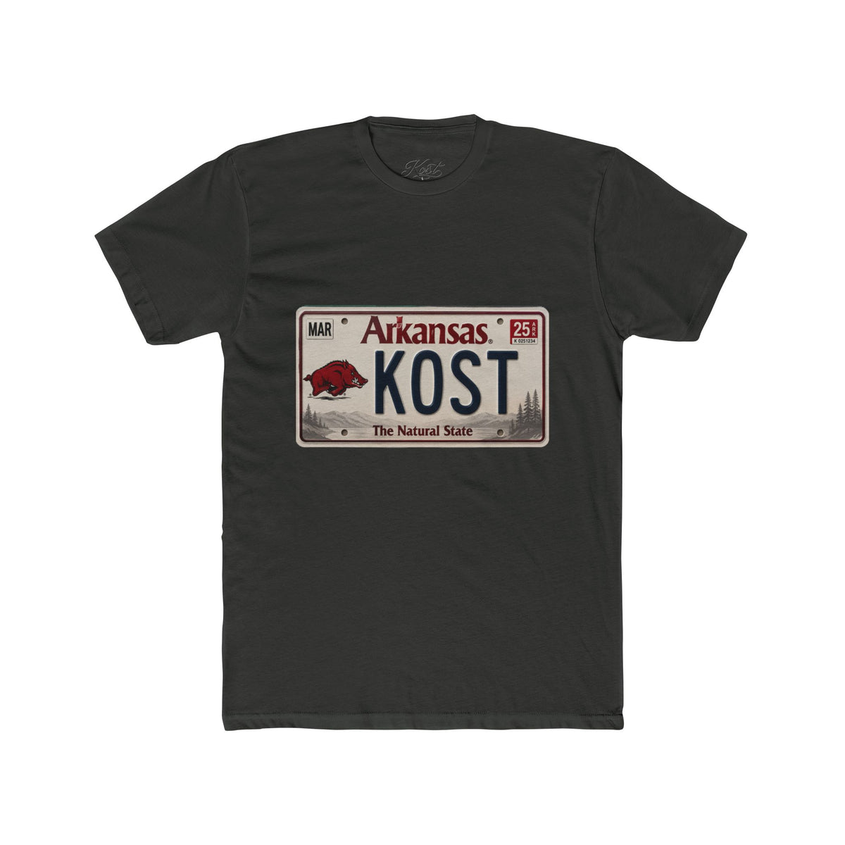 Arkansas License Plate Tee — "KOST" Vintage State Pride T-Shirt