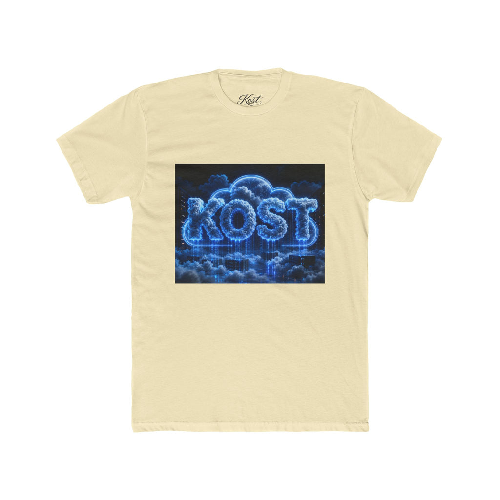 Cloud Glow T‑Shirt — 'KOST' Neon Blue Cloud Graphic Tee