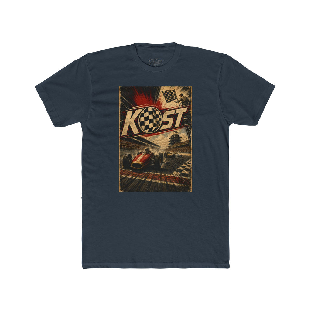 Retro Racing T-Shirt — "KOST" Vintage Checkered Flag Tee