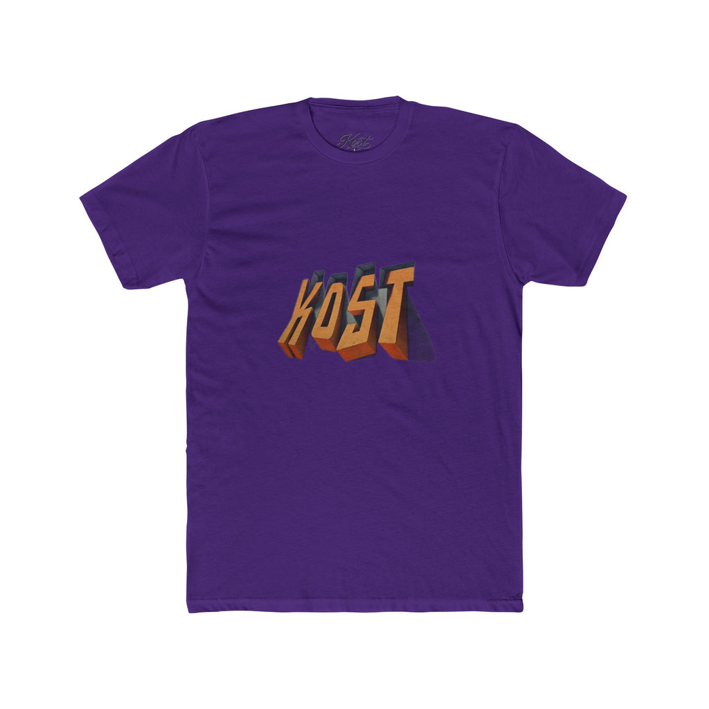 Retro 3D 'KOST' Graphic Tee — Vintage Orange Shadow Cotton T-Shirt