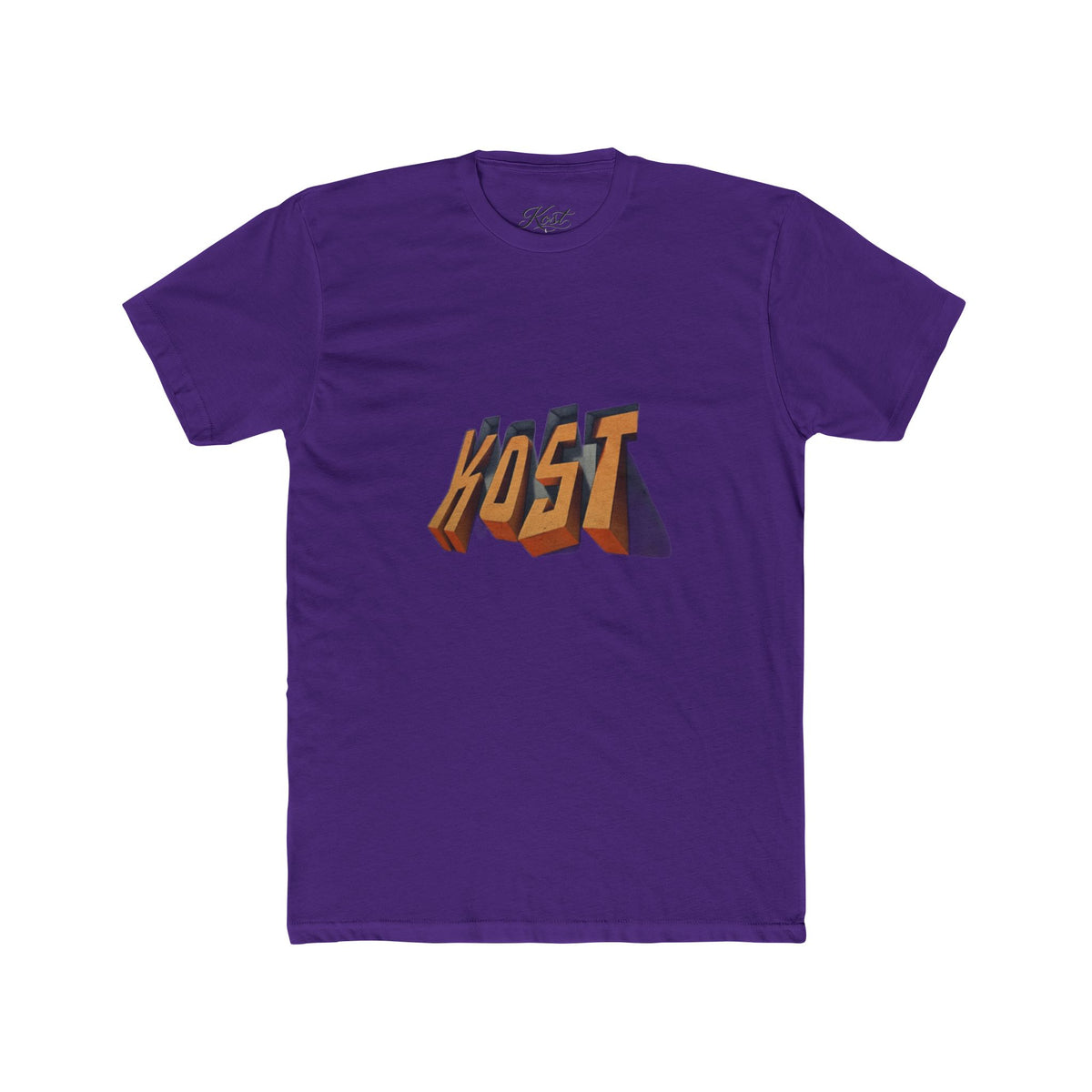 Retro 3D 'KOST' Graphic Tee — Vintage Orange Shadow Cotton T-Shirt