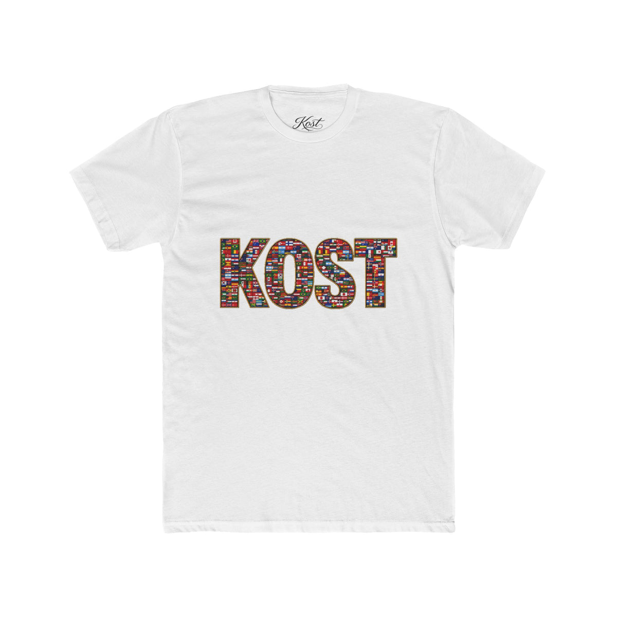 KOST Mosaic Lettered Tee — Colorful Graphic Crewneck T‑Shirt