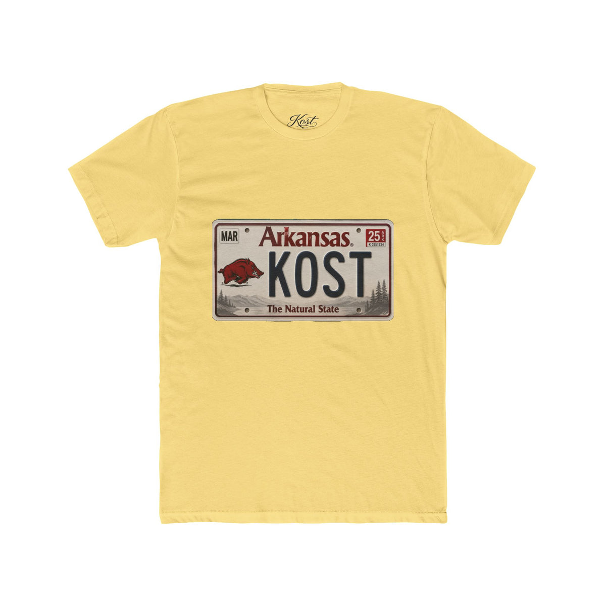 Arkansas License Plate Tee — "KOST" Vintage State Pride T-Shirt