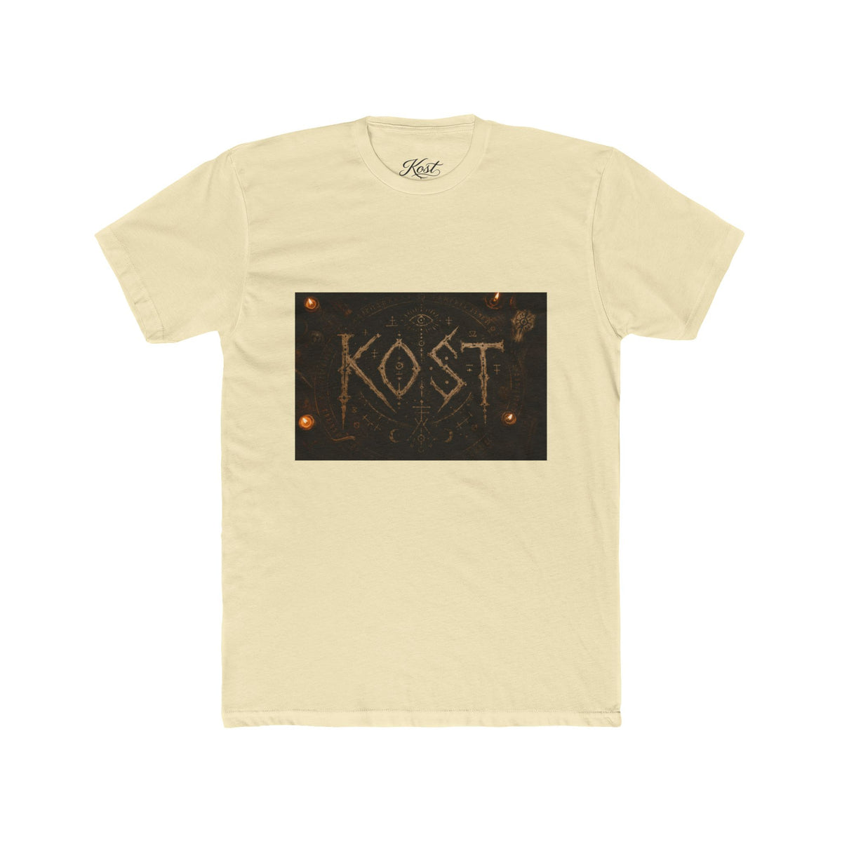 KÖST Rustic Firebrand Tee — Vintage Burned Lettering Graphic T-Shirt
