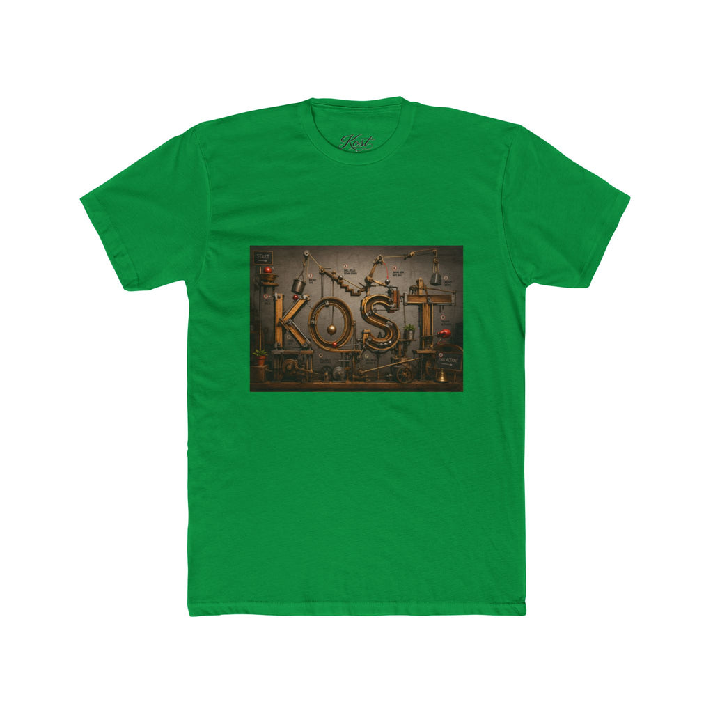 Retro Industrial 'KOST' Graphic Tee — Vintage Steampunk Lettering Shirt