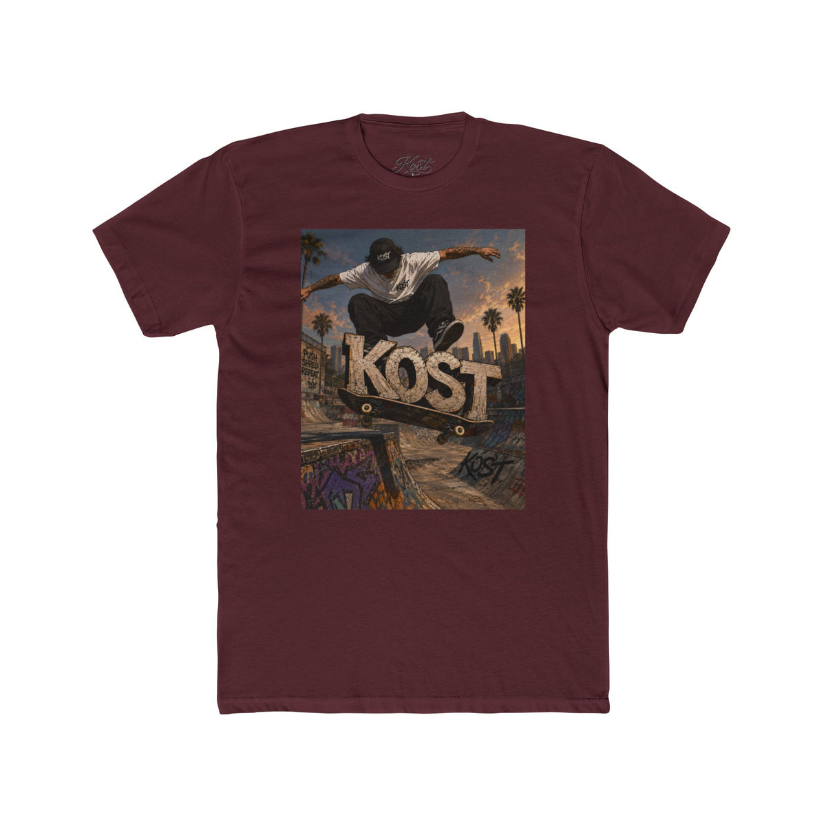 Skater KOST Graphic Tee — Urban Skateboard Crew Shirt
