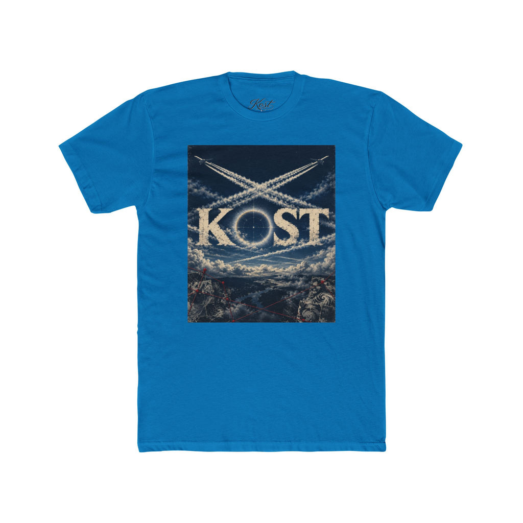 KOST Cloud Logo T‑Shirt — Vintage Sky Contrails Graphic Tee