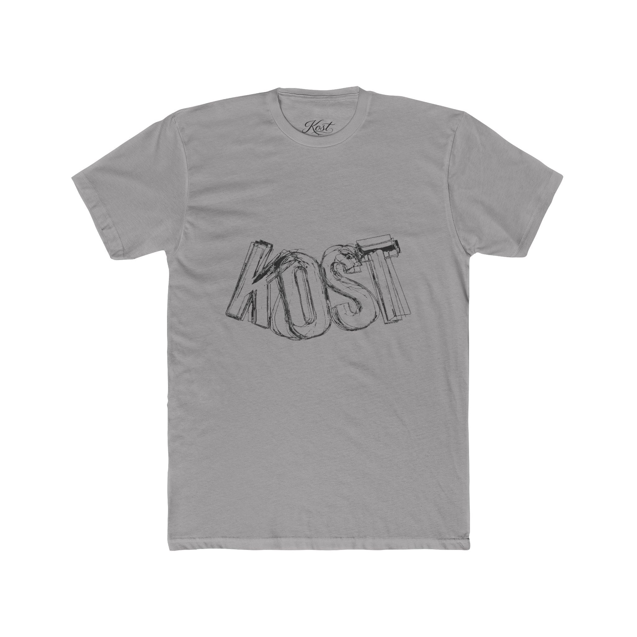 KOST Sketch Logo Tee — White Cotton Graphic T‑Shirt