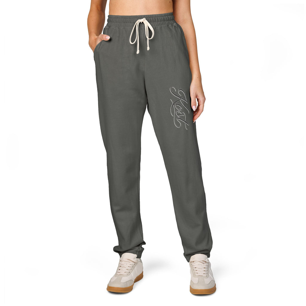 Embroidered 'Nice' Fleece Sweatpants – Soft Garment-Dyed Joggers
