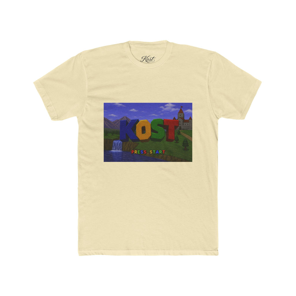 KOST Minecraft-Style Graphic Tee — Colorful Block Letter Landscape Shirt