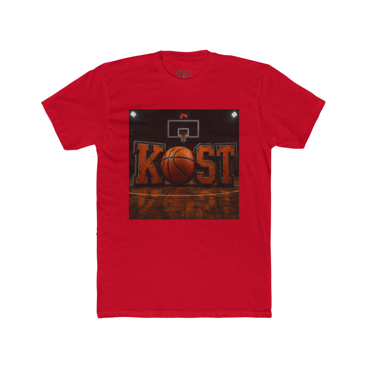 Basketball Court Graphic Tee — 'KOST' Logo with Basketball