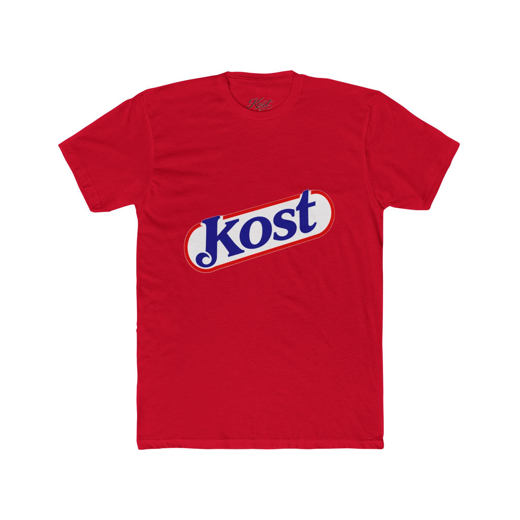 Kost Logo Tee — Retro Red & Blue Script T‑Shirt