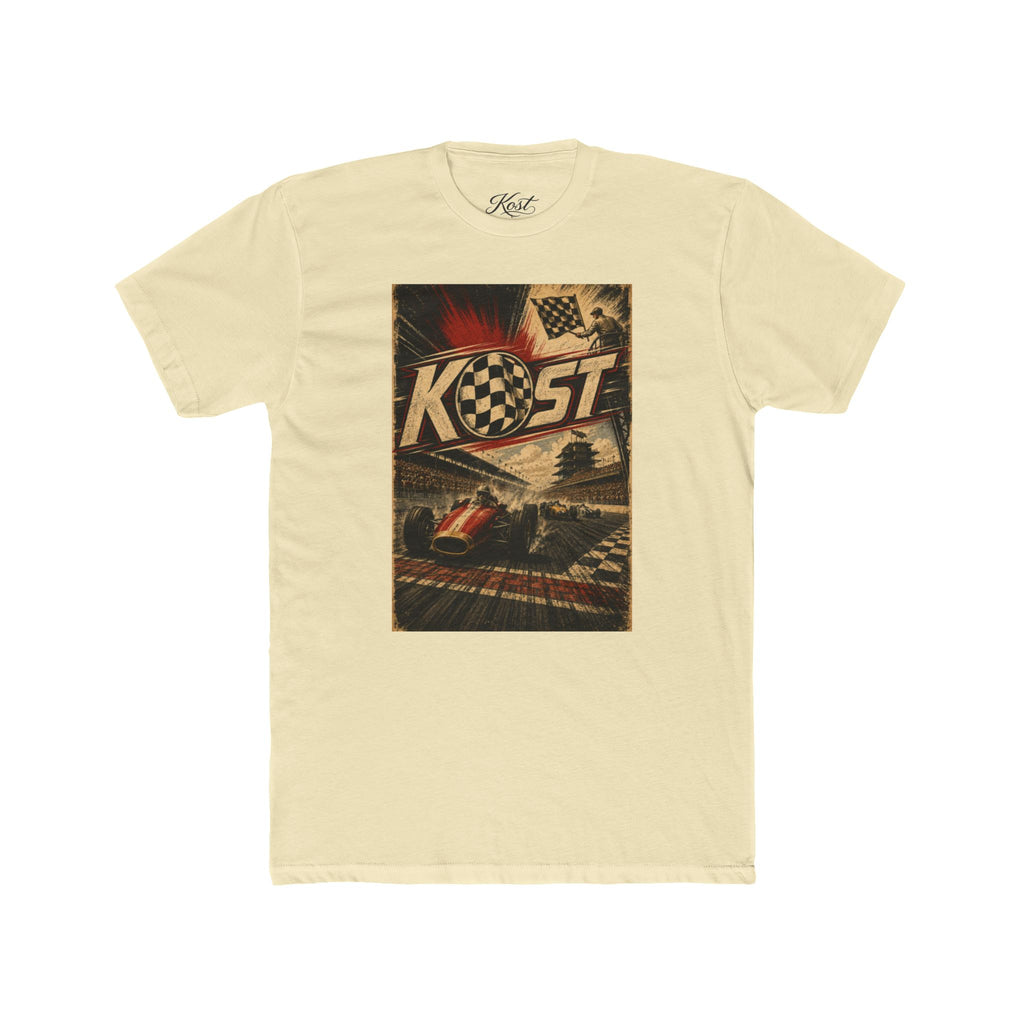 Retro Racing T-Shirt — "KOST" Vintage Checkered Flag Tee
