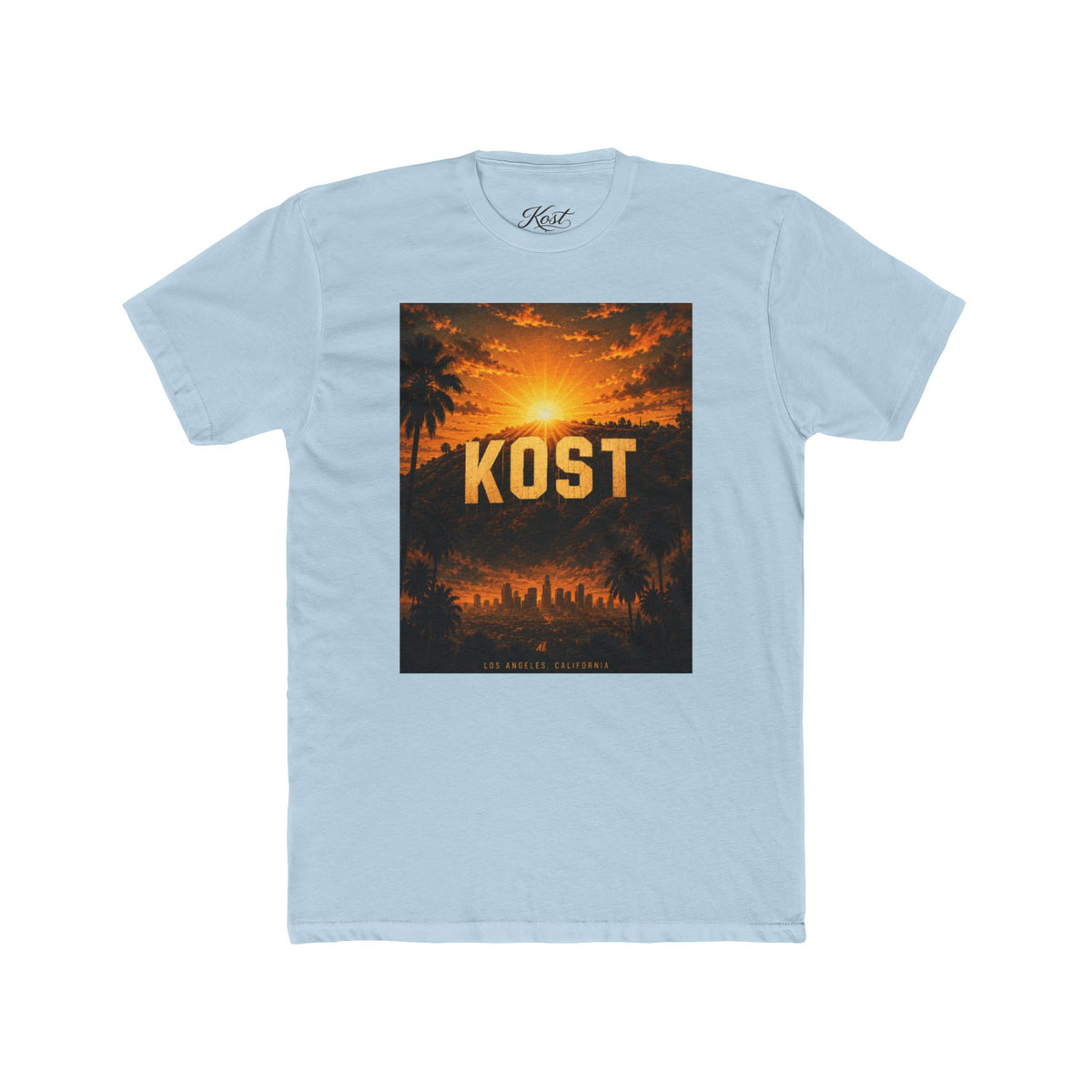 KOST Sunset Graphic Tee — Retro Palm Tree Cityscape T-Shirt