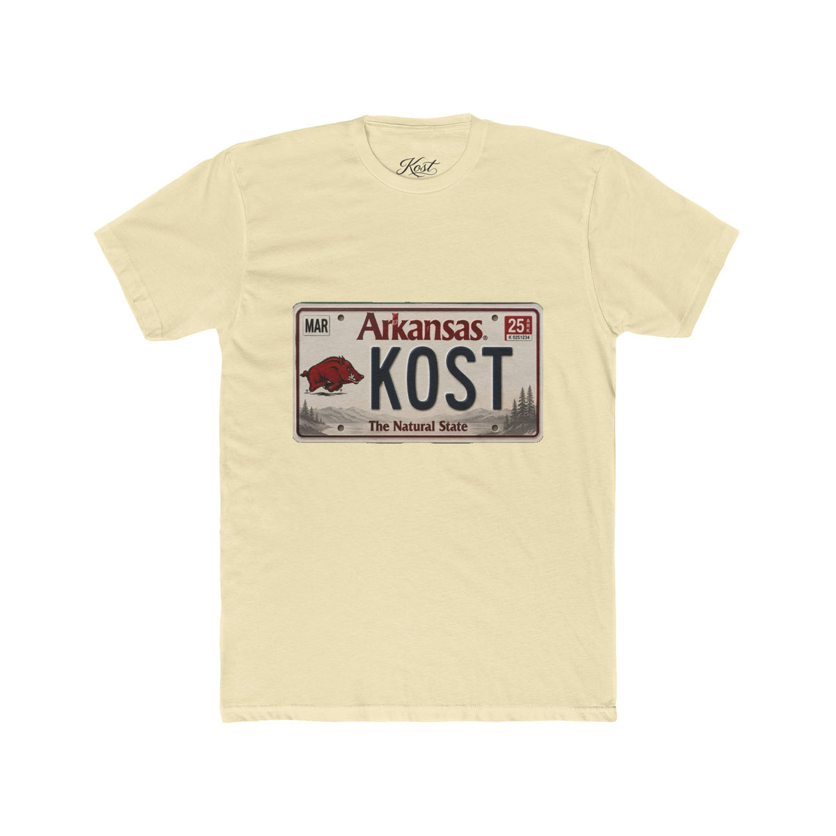 Arkansas License Plate Tee — "KOST" Vintage State Pride T-Shirt
