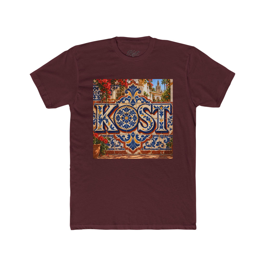 Ornate Blue and Red Tile Pattern T-Shirt