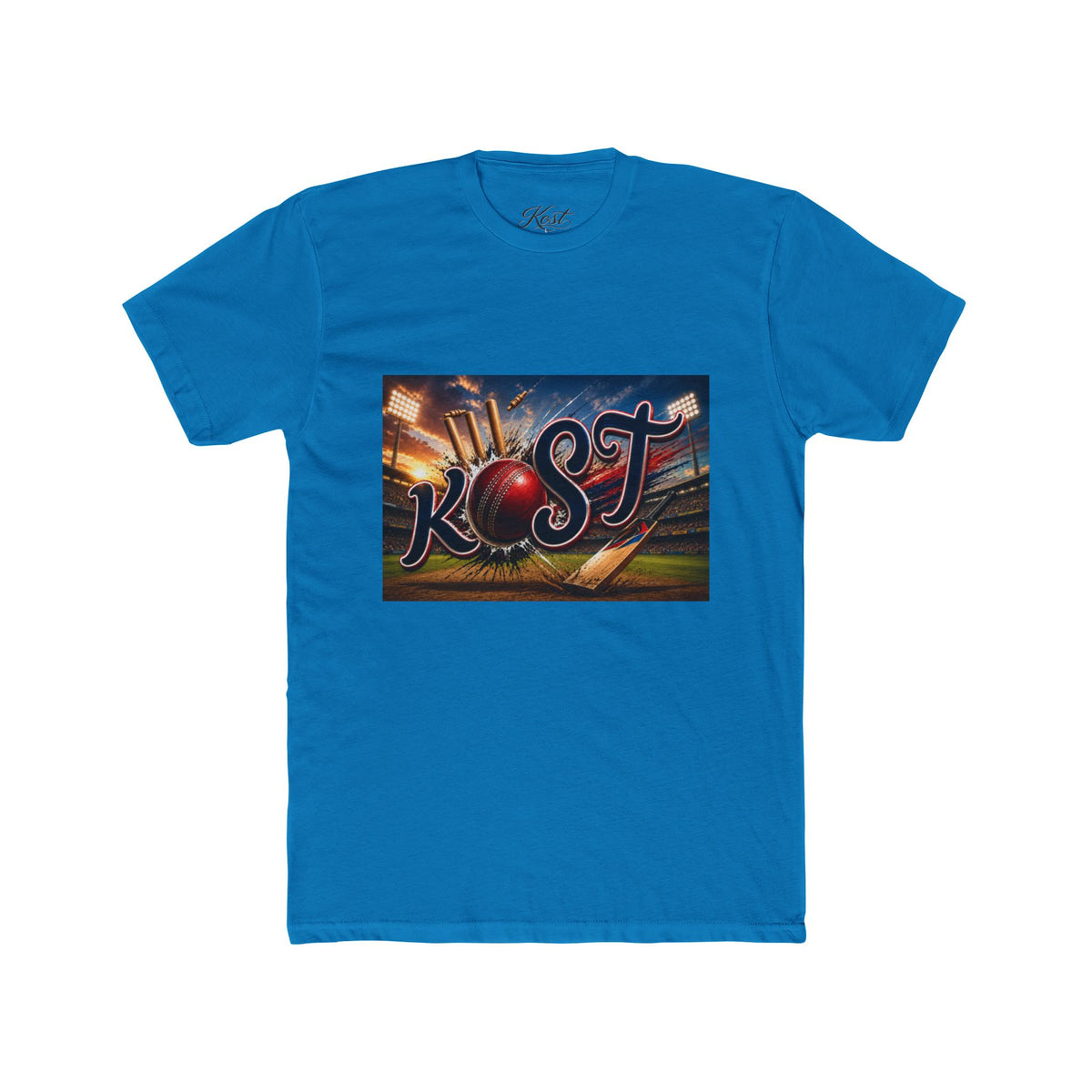 Rost Cityscape Crew Tee — Retro Neon Script Graphic T-Shirt