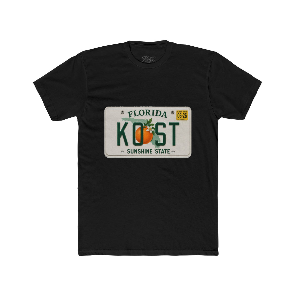 Florida License Plate Tee - 'KOST' Sunshine State Orange Design
