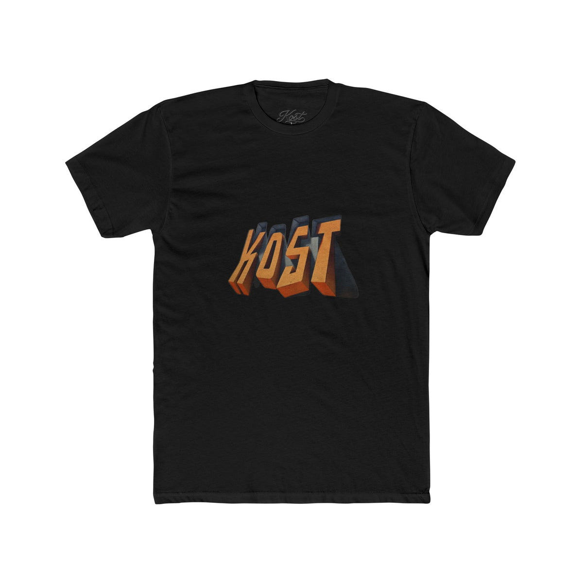 Retro 3D 'KOST' Graphic Tee — Vintage Orange Shadow Cotton T-Shirt