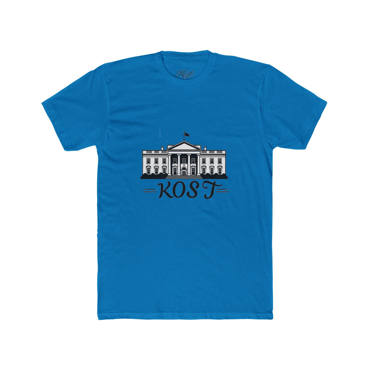White Tee with Presidential Building Graphic & KOST Text