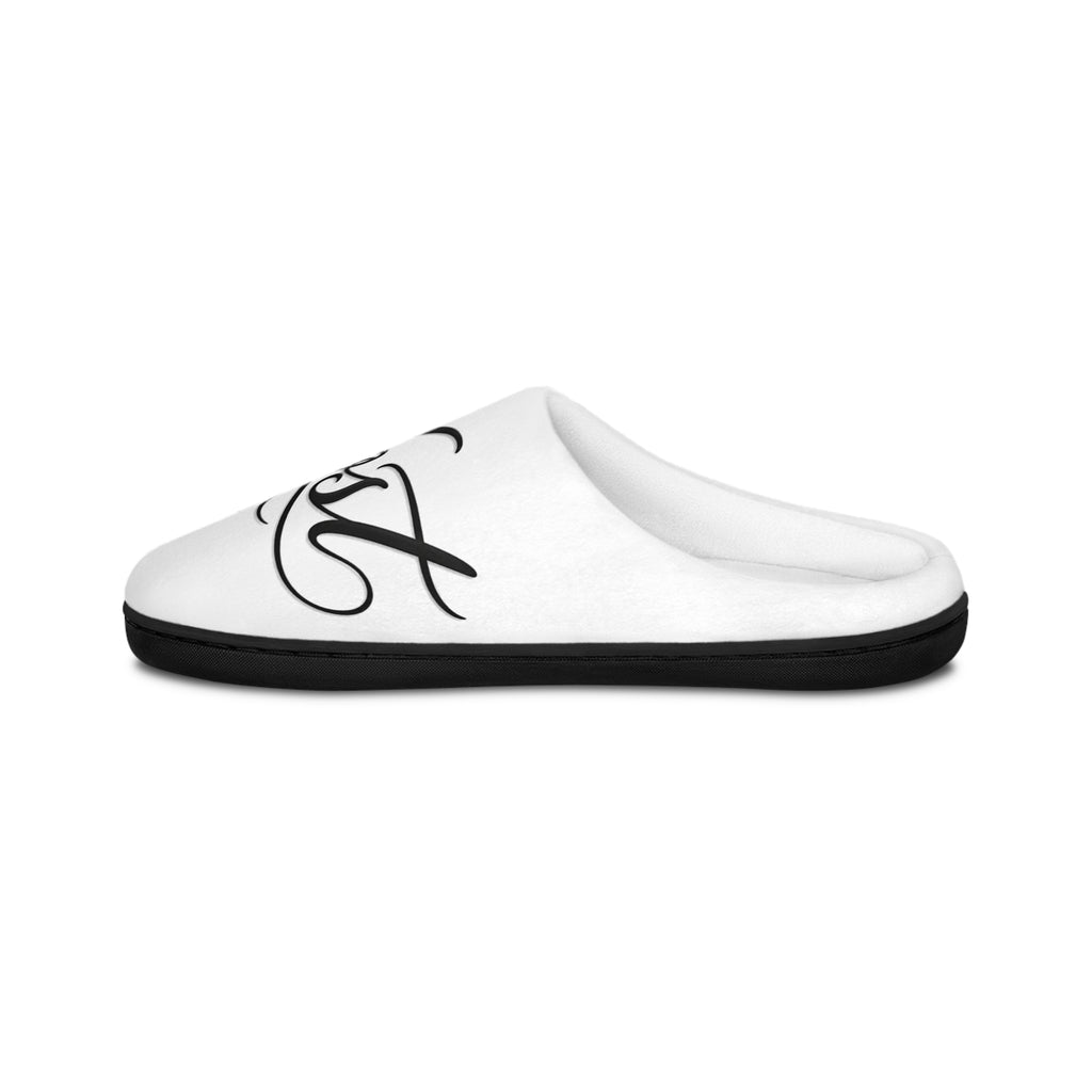 Men's Indoor Slippers with Elegant Black Calligraphy Design