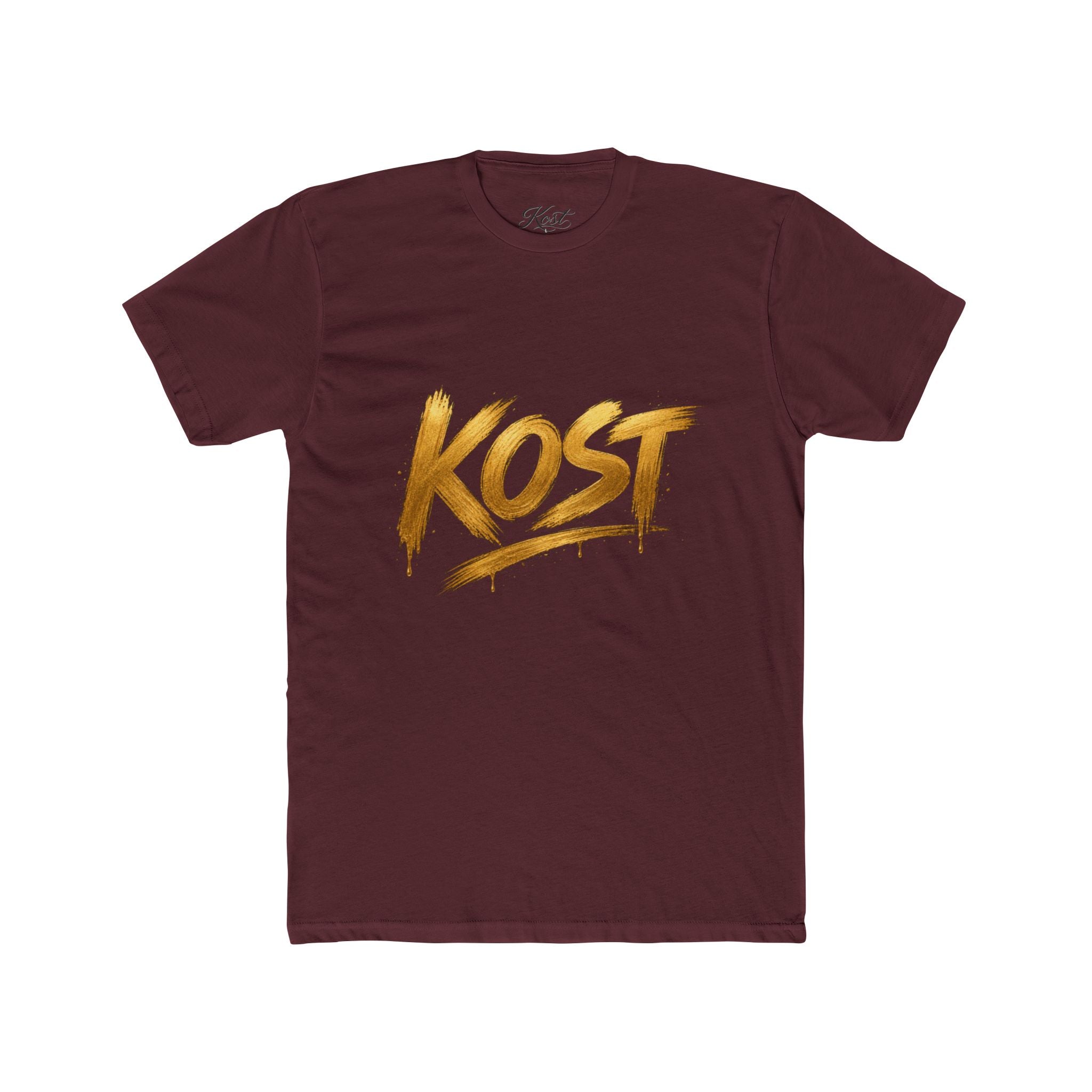 KOST Gold Script T‑Shirt — Streetwear Graphic Tee with Metallic Brush Lettering