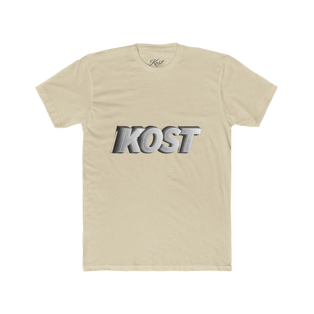 KOST 3D Metallic Logo Tee — White Graphic Crewneck T-Shirt