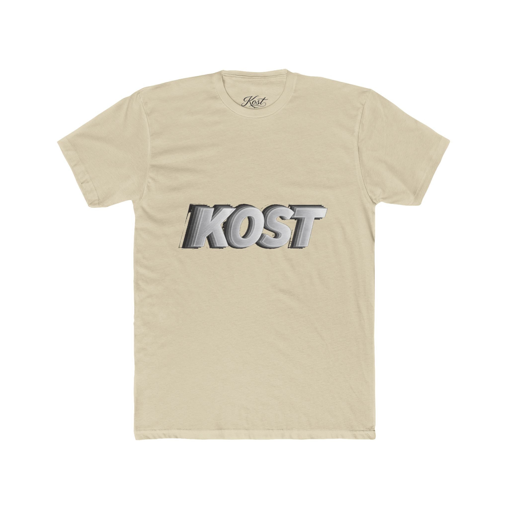 KOST 3D Metallic Logo Tee — White Graphic Crewneck T-Shirt