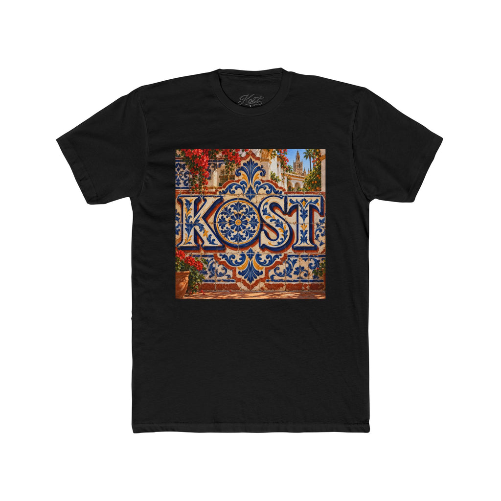Ornate Blue and Red Tile Pattern T-Shirt