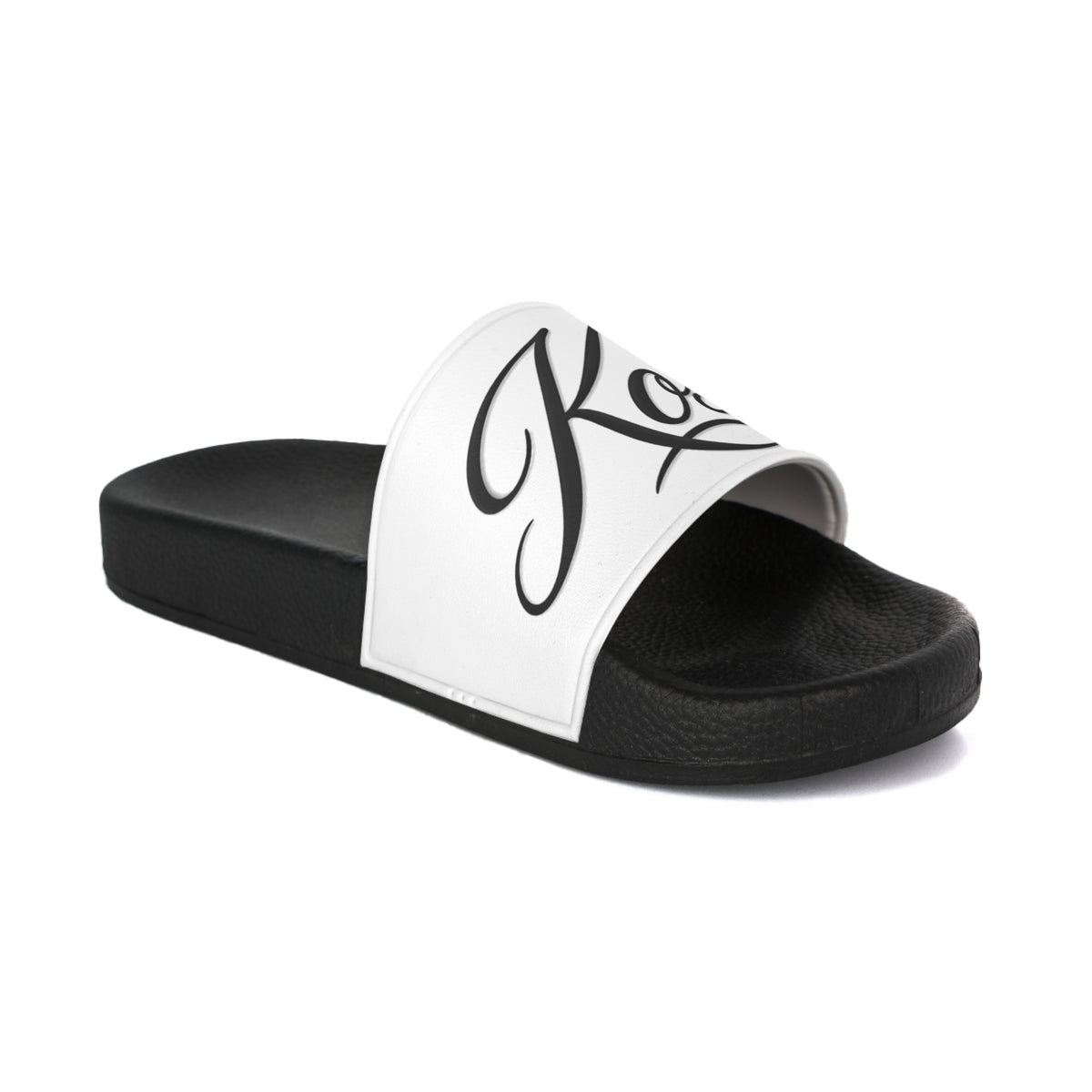 Men’s Slide Sandals with Gothic Calligraphy Design