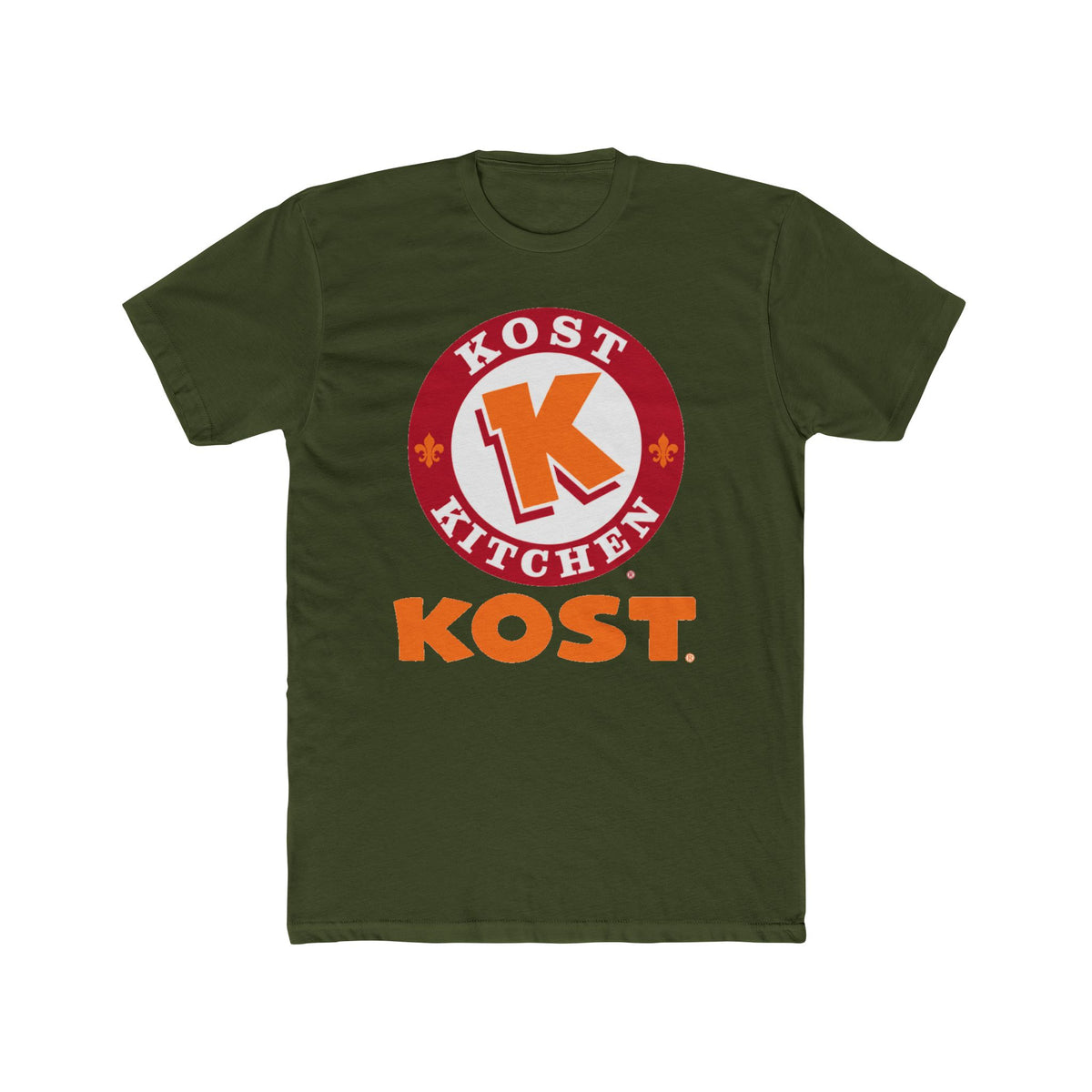 T-Shirt — Kost Kitchen Logo Tee (KOST) | Retro Orange & Red Restaurant Shirt