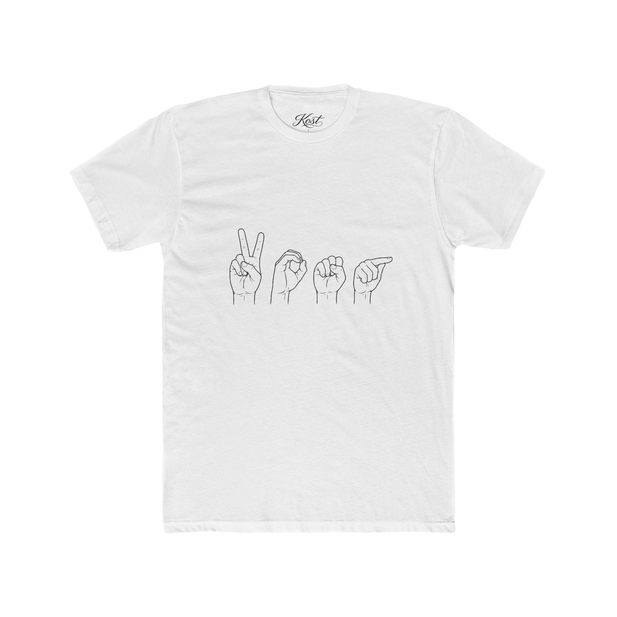 ASL Love Line Art Tee — "LOVE" Fingerspelling Cotton T‑Shirt