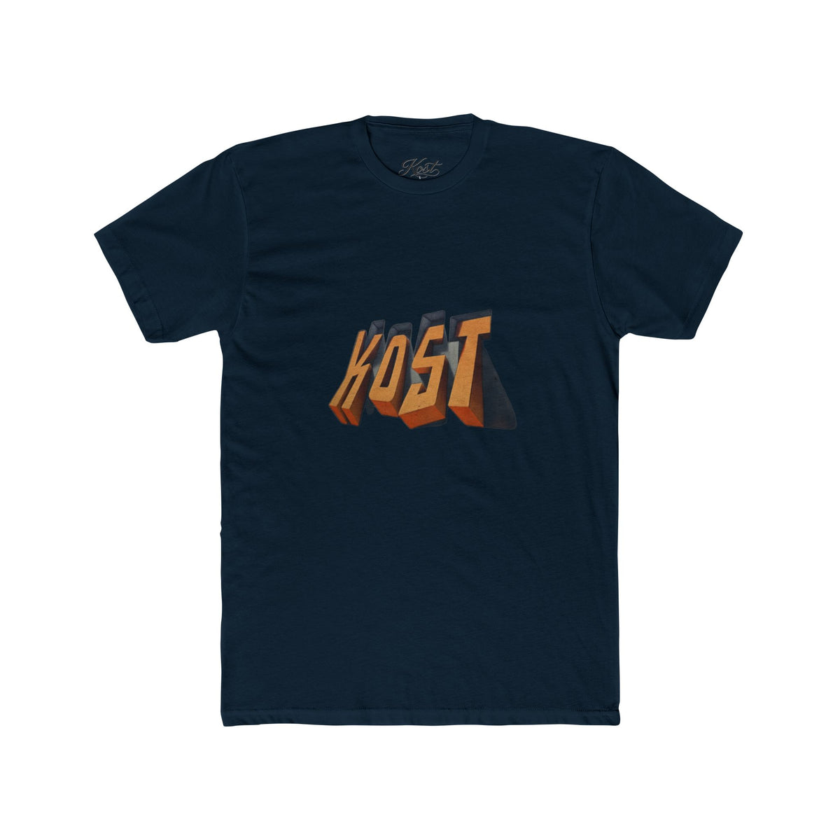 Retro 3D 'KOST' Graphic Tee — Vintage Orange Shadow Cotton T-Shirt