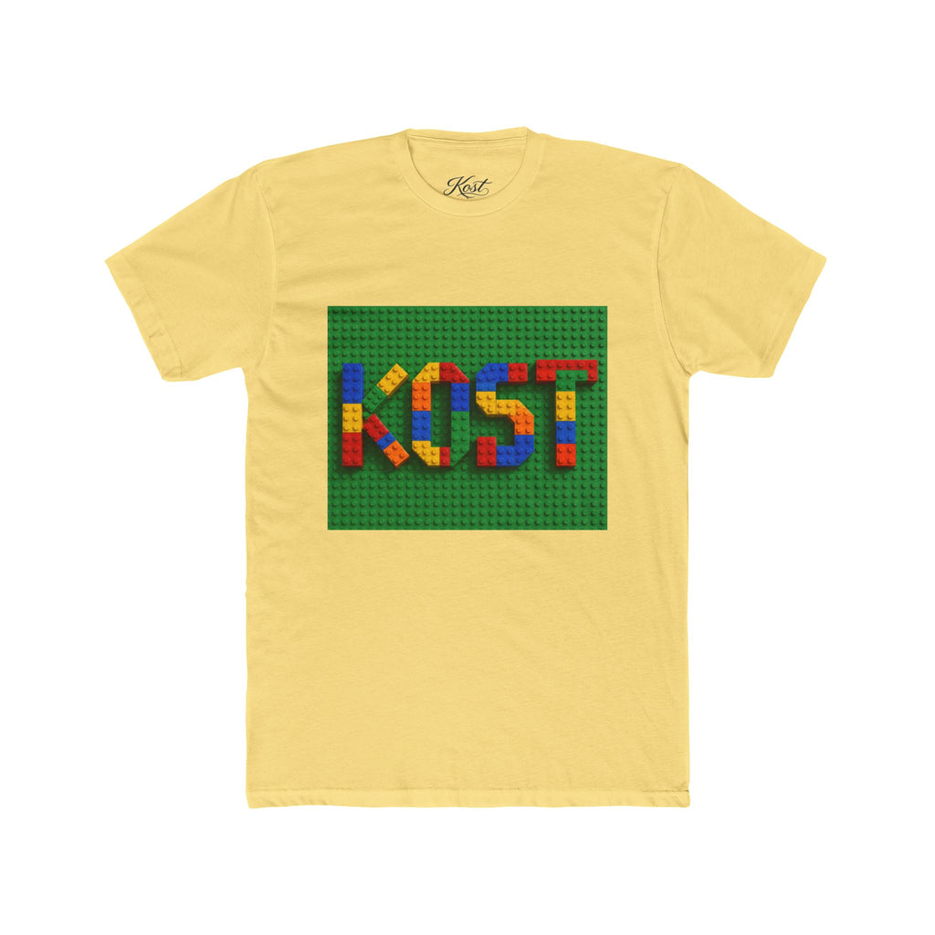 Kids Block Name Tee — Colorful Building Brick 'KOST' Graphic Shirt
