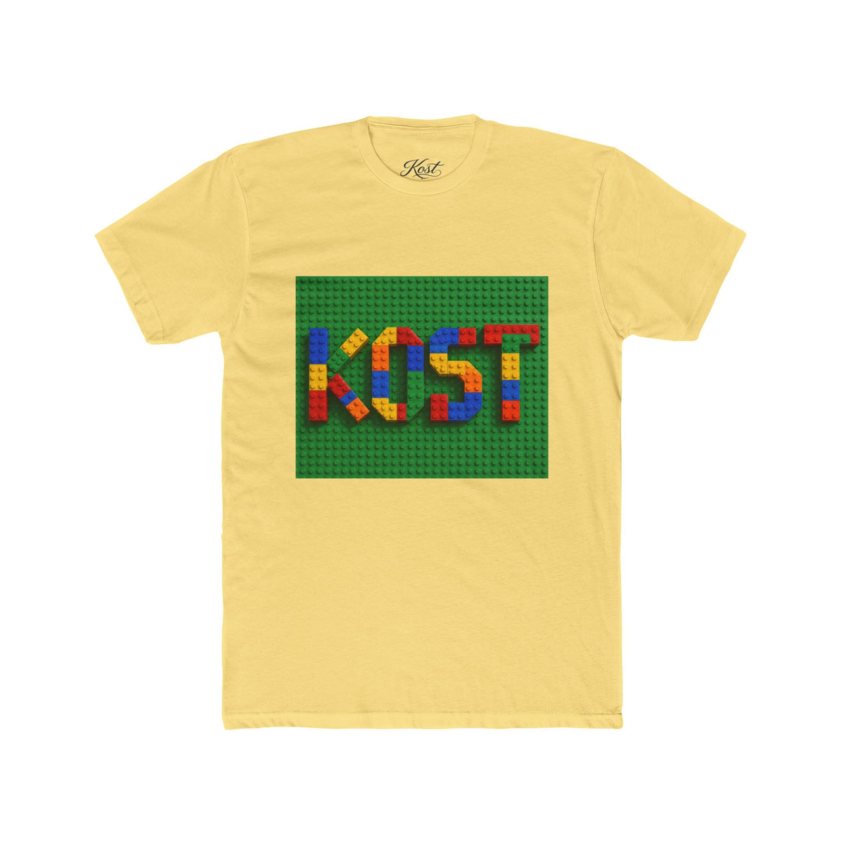Kids Block Name Tee — Colorful Building Brick 'KOST' Graphic Shirt