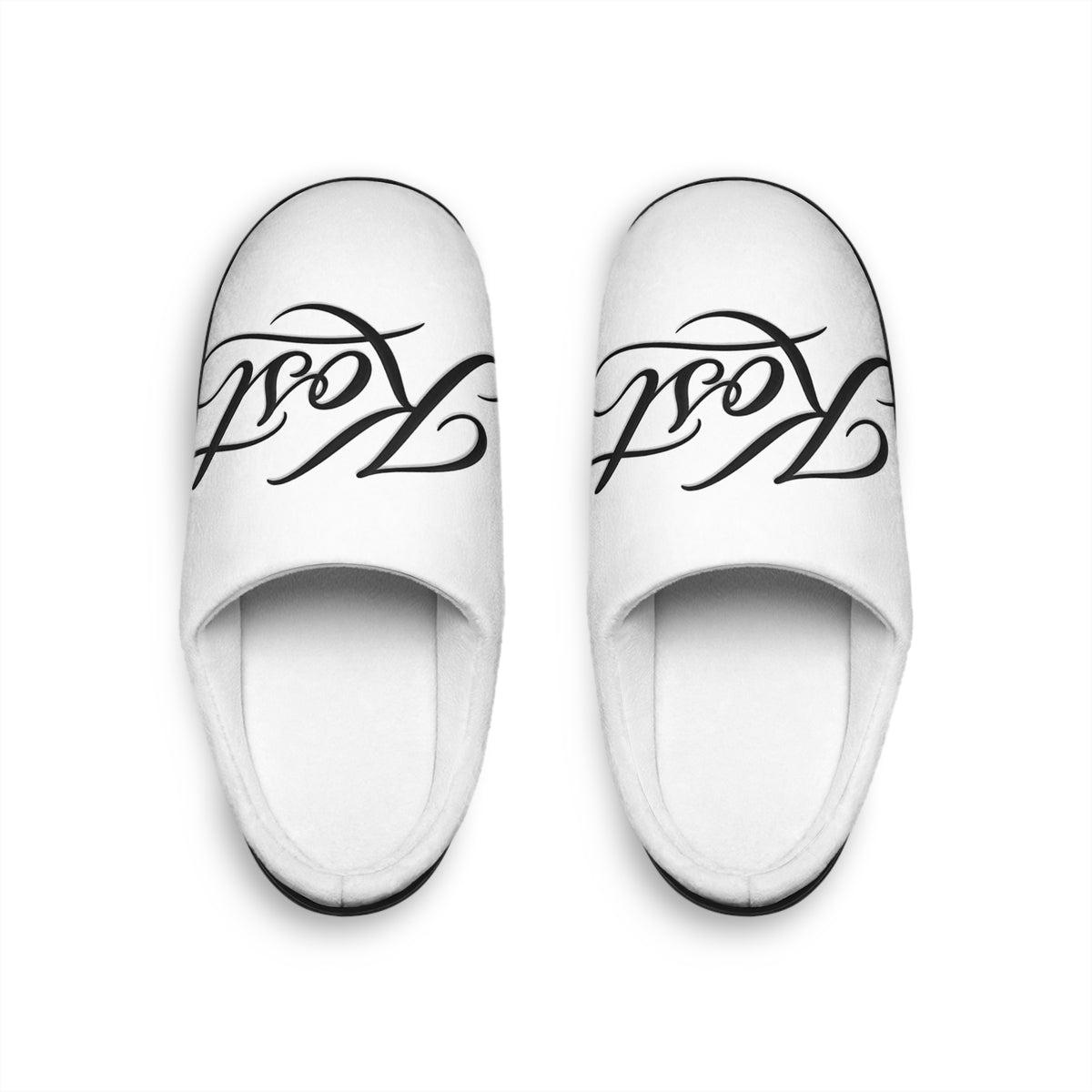 Men's Indoor Slippers with Elegant Black Calligraphy Design