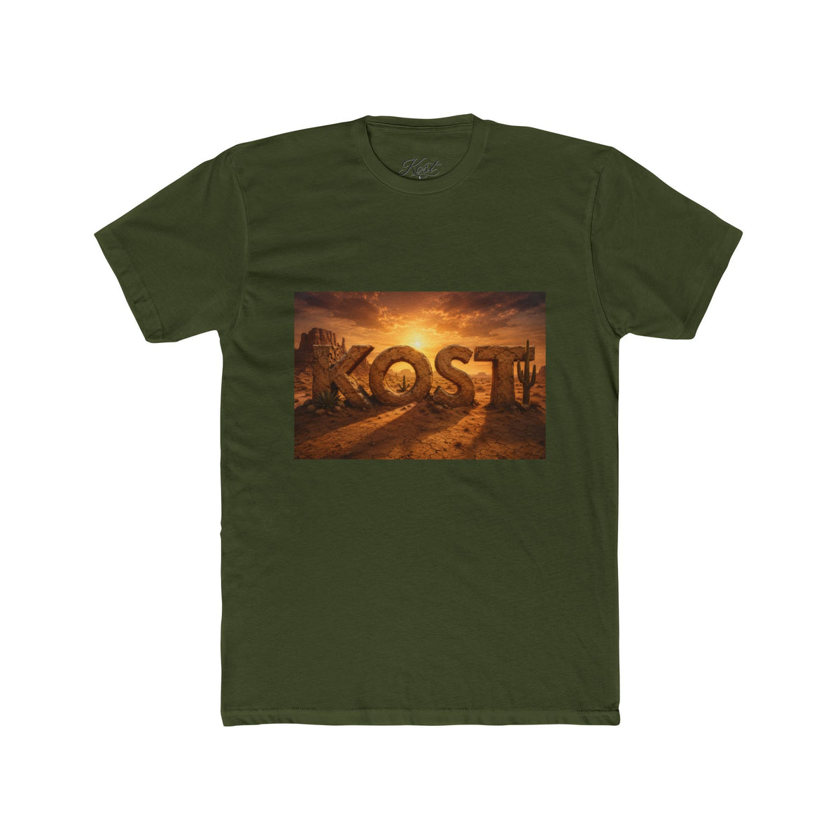 KOST Sunrise Graphic Tee — Vintage Stone Lettering Sunset T-Shirt