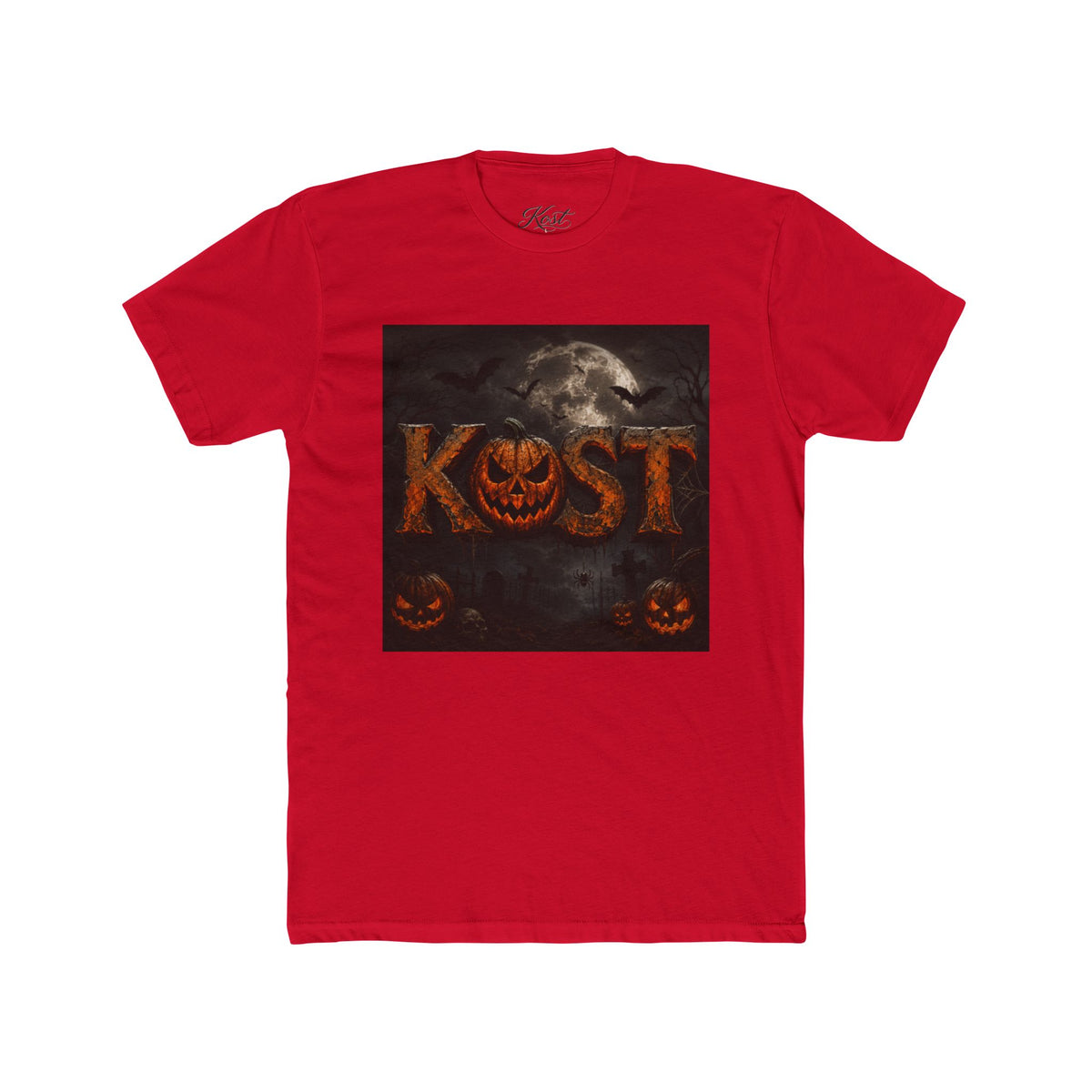 Halloween Pumpkin 'KOST' Crew Tee — Spooky Jack-o'-Lantern Moon T-Shirt