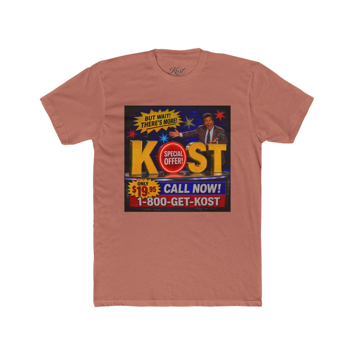 KOST Infomercial Graphic Tee — "Call Now! 1-800-GET-KOST" Retro TV Ad Shirt