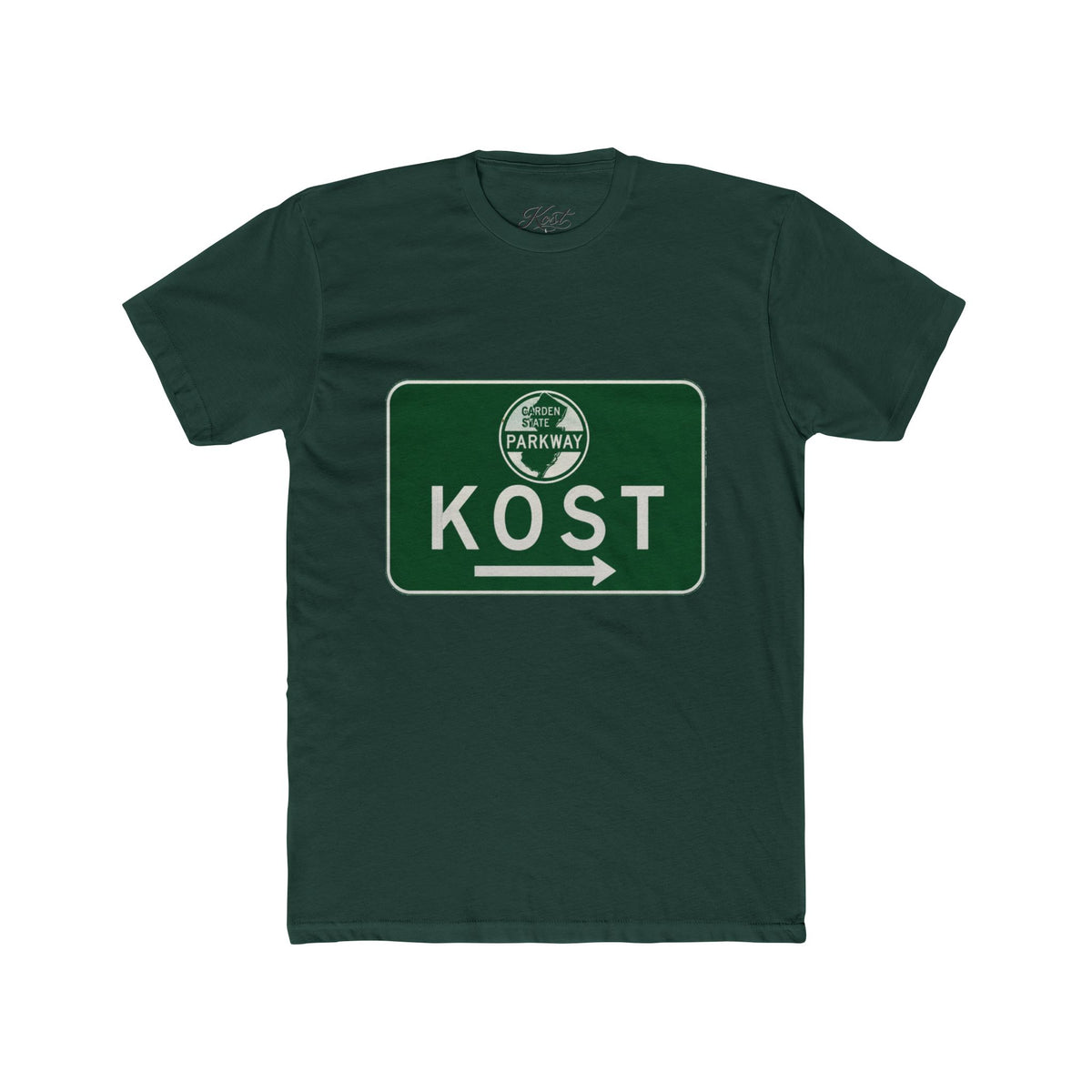 Kost Parkway Road Sign T‑Shirt — Retro Green Route Graphic Tee