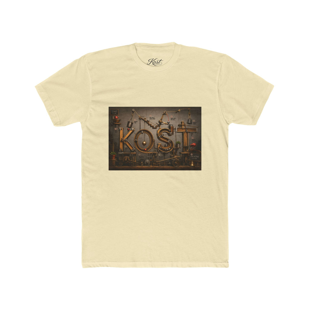 Retro Industrial 'KOST' Graphic Tee — Vintage Steampunk Lettering Shirt