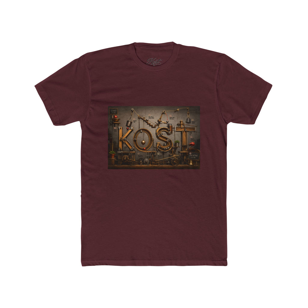 Retro Industrial 'KOST' Graphic Tee — Vintage Steampunk Lettering Shirt