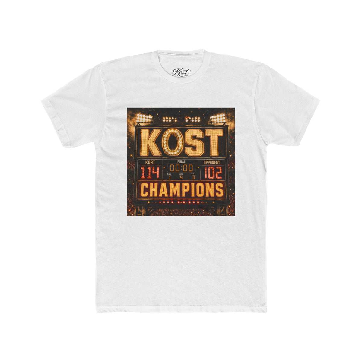 KOST Champions Basketball Scoreboard Tee – '114-102' Victory Shirt