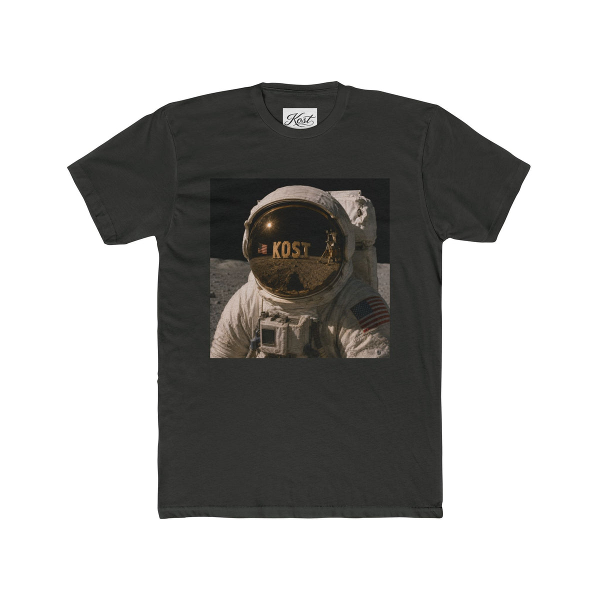 Astronaut Helmet Tee — 'KOST' Reflective Space Graphic T‑Shirt