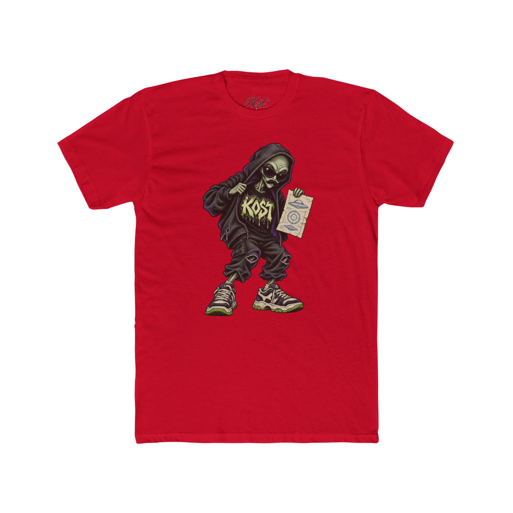 Skull Hood Crew Tee — Grunge Streetwear Graphic T-Shirt with 'Kost' Design