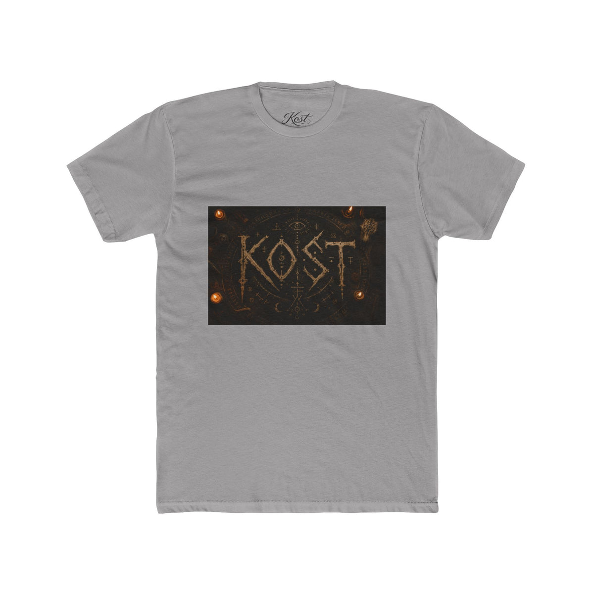 KÖST Rustic Firebrand Tee — Vintage Burned Lettering Graphic T-Shirt