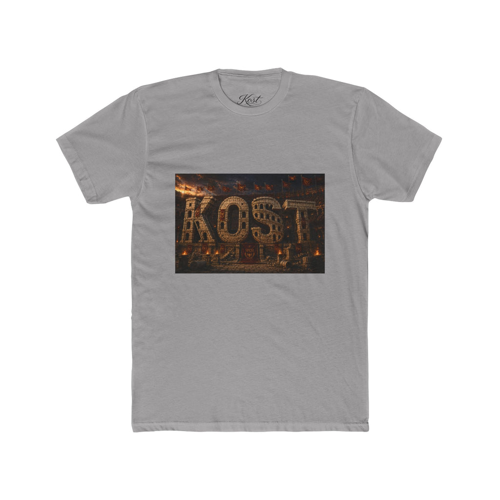 ROST Vintage Industrial Graphic Tee — Rusted Metal Letters Crew Shirt