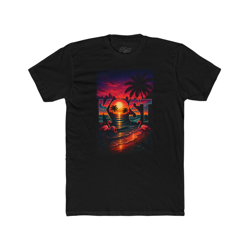 Retro Sunset Beach T-Shirt — 'Coast' Neon Palm Graphic Tee